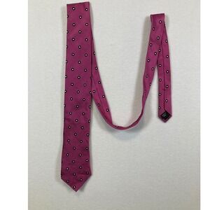 Croft & Barrow Silk Tie Mens OS Magenta Pink Geometric Circle Dot Classic 3.25in